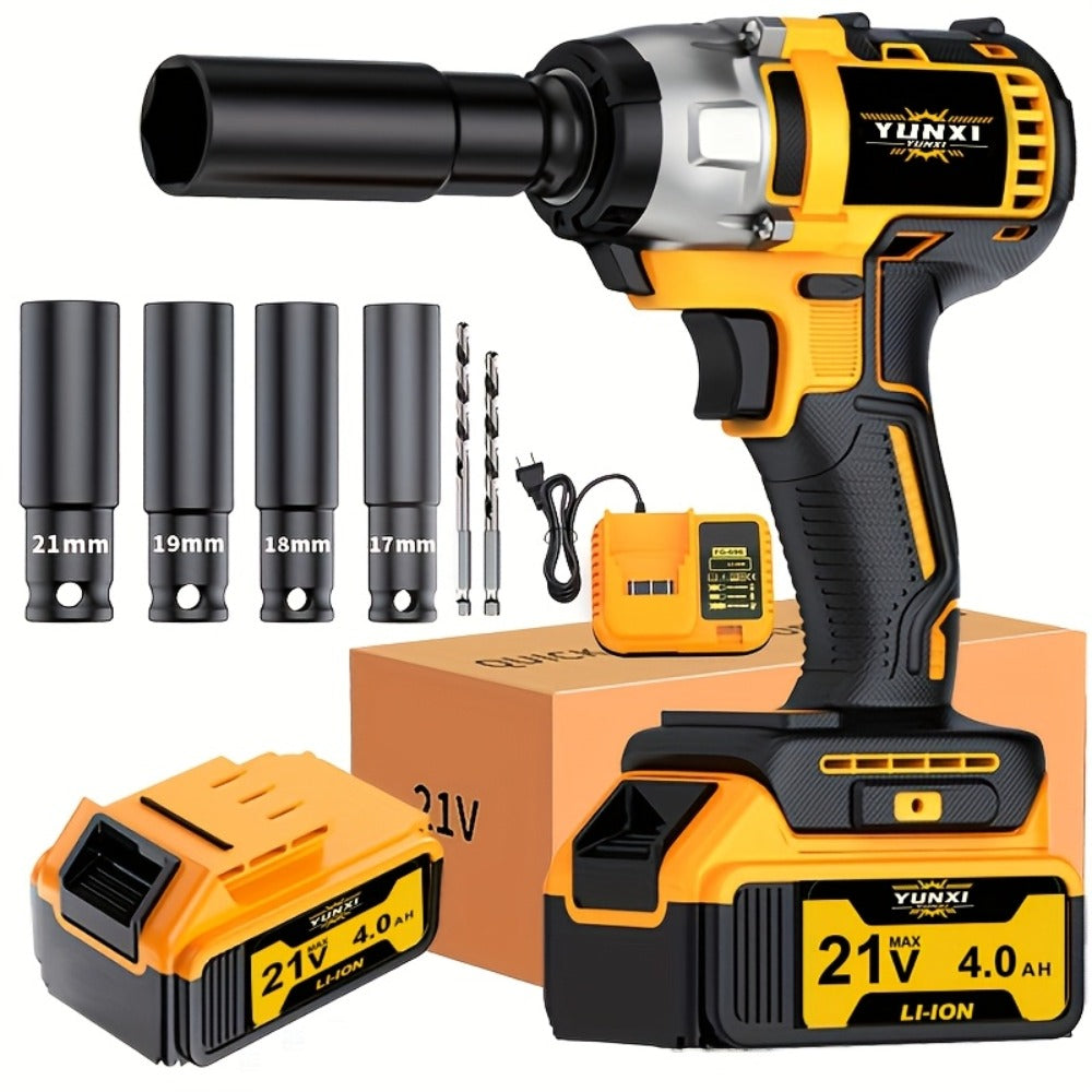 Cordless Impact Wrench Set with Charger Lithium-Ion Portable Electric Wrench Quick Charge for Home Automotive Repair Maintenance DIY Power Tool Kit