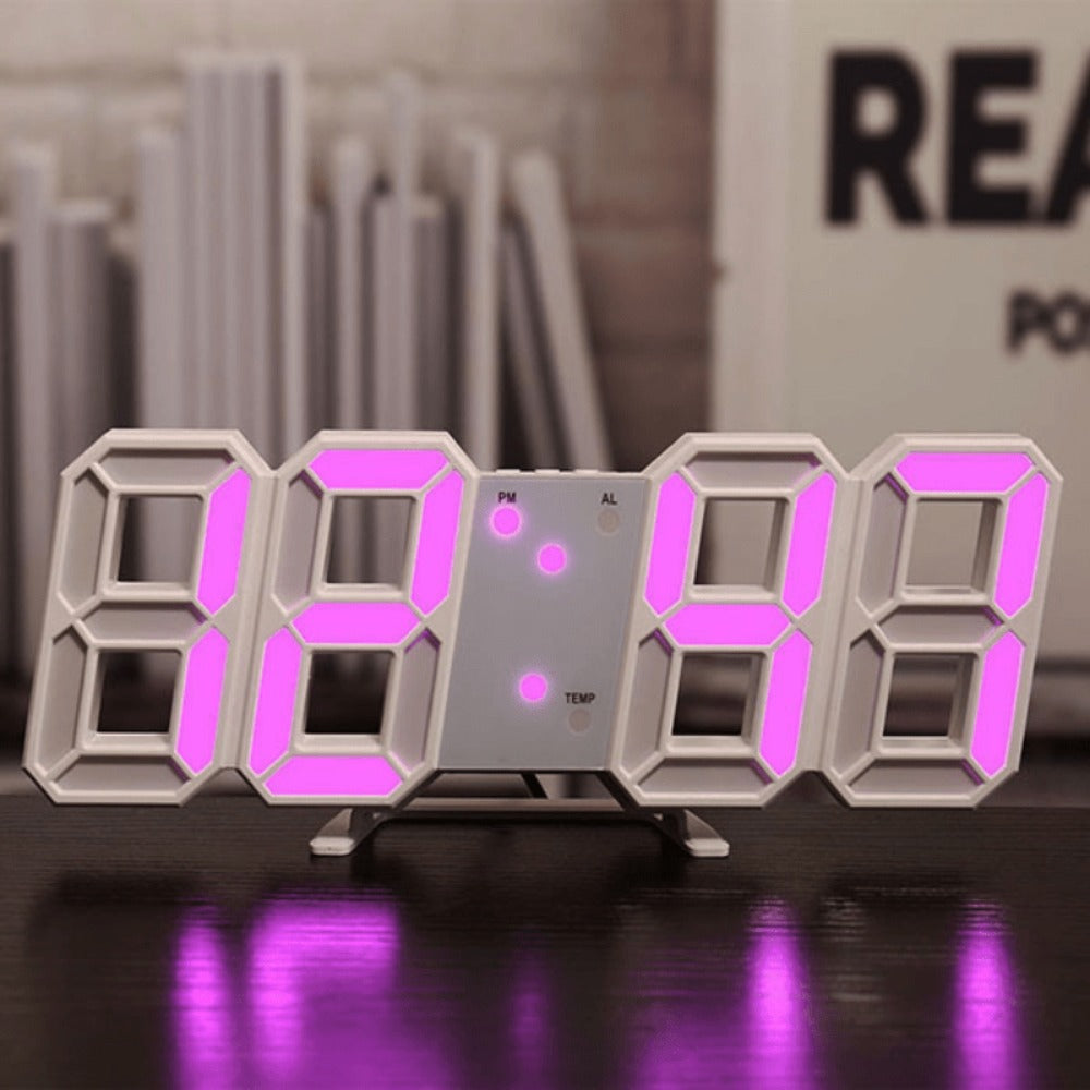 3D LED Digital Alarm Clock Colorful Night Light Home Decor Bedroom Desk Clock USB Powered