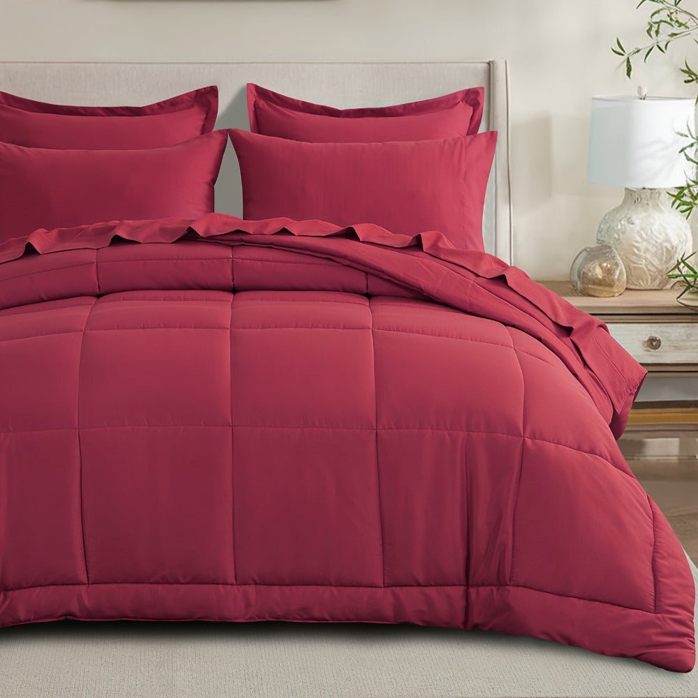 7 Piece Comforter Set Luxury Soft Fluffy Bedding All Season Bed in a Bag with Comforter Fitted Sheet Flat Sheet Pillowcases Hypoallergenic Breathable Easy Care Queen King Twin XL Full