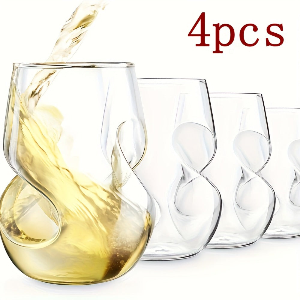 Geometric Twisted Cocktail Glasses 4 or 8 Pack ¨C 400ml Wide Mouth BPA-Free Borosilicate Glass ¨C Festive Drinkware for Whiskey, Beer & Tea ¨C Thanksgiving, Christmas, New Year & Oktoberfest