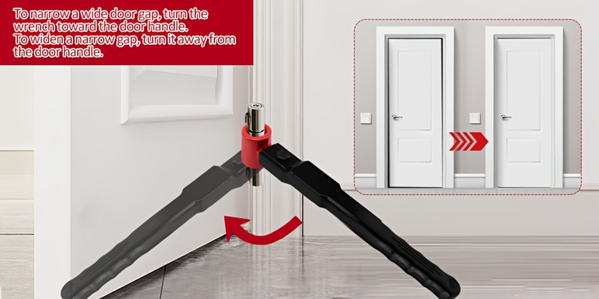 Door Hinge Adjustment Tool Kit 6-in-1 - Heavy Duty Steel Hinge Bender Wrench Set for Precise Door Gap Adjustment, Residential & Commercial Use, One-Piece Construction