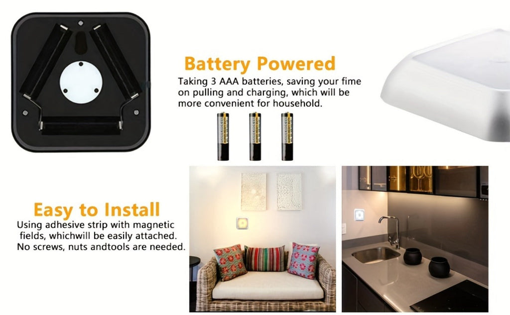 LED Night Light Motion Sensor Battery Powered Dusk to Dawn Smart Sensor Compact Nightlight for Bedroom Toilet Stairs Hallway Closet Warm White Cool White 2 Pack