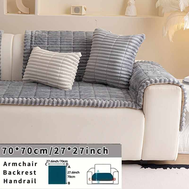 Sofa Cushion Cover Plush Velvet Washable Seat Pad Wavy Edge Soft Kapok Filling for Couch Loveseat 1 2 3 4 Seater ¡ª Easy Install Home Decor Protection