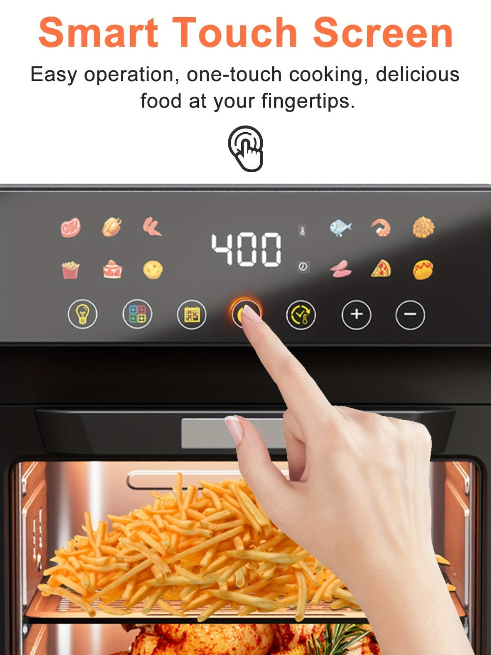 Air Fryer Toaster Oven Combo Extra Large ¨C 12-Quart Countertop Convection Oven with Digital Touchscreen, 12 Preset Functions, Baking, Roasting & Reheating, Family-Sized Meals, Black