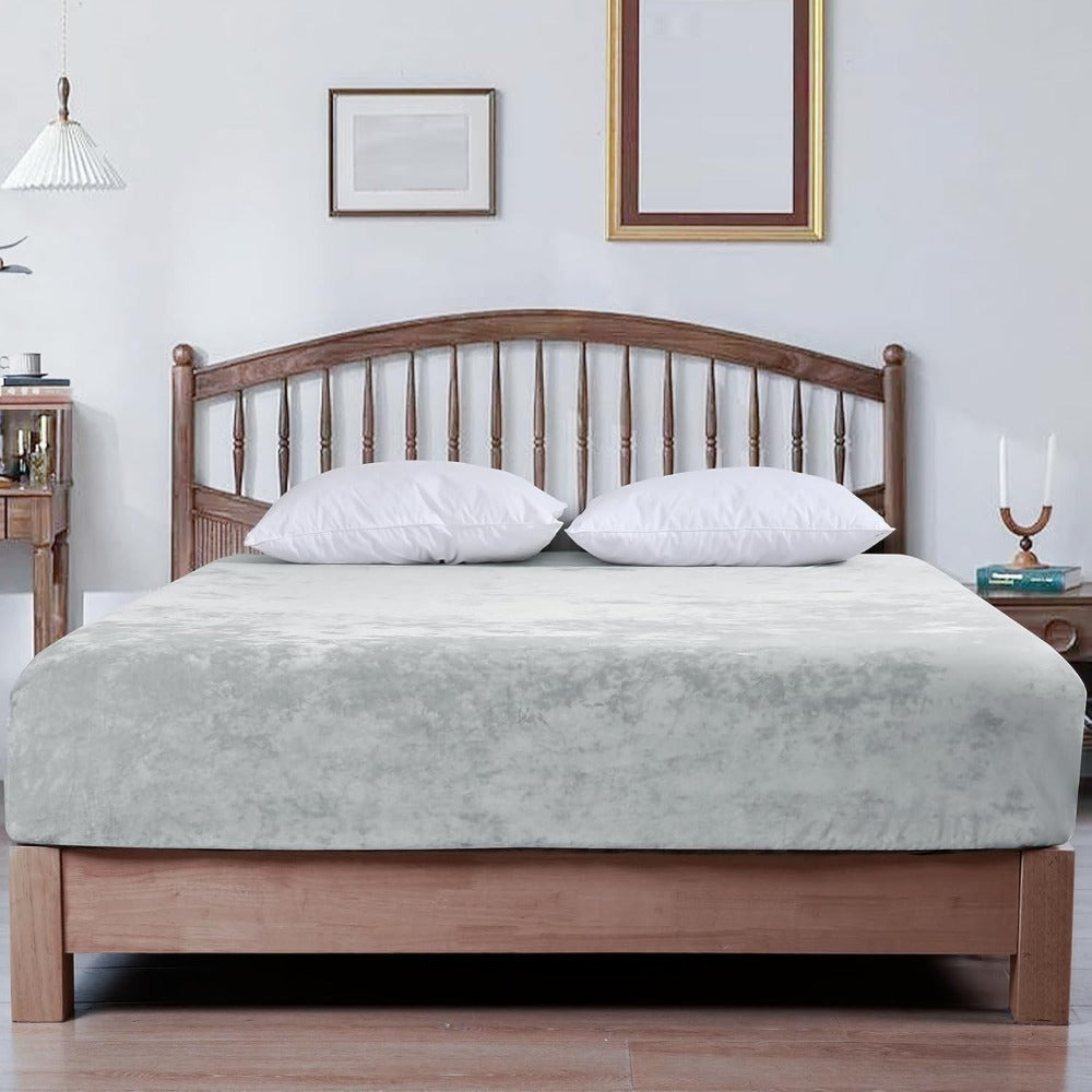 Double-Sided Velvet Sheet Set ¨C Soft Warm Milk Velvet & Suede Fitted Sheet with Pillowcases All Seasons Twin Full Queen King