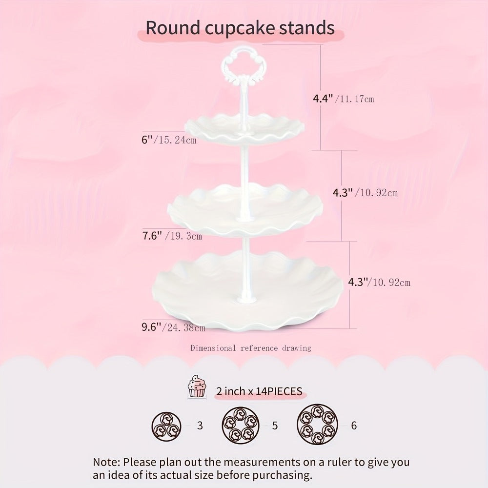 Tiered Cupcake Stand Set 10pcs - 3 Double Layer & 3 Triple Layer Dessert Stands + 4 Appetizer Trays for Birthday Wedding Party
