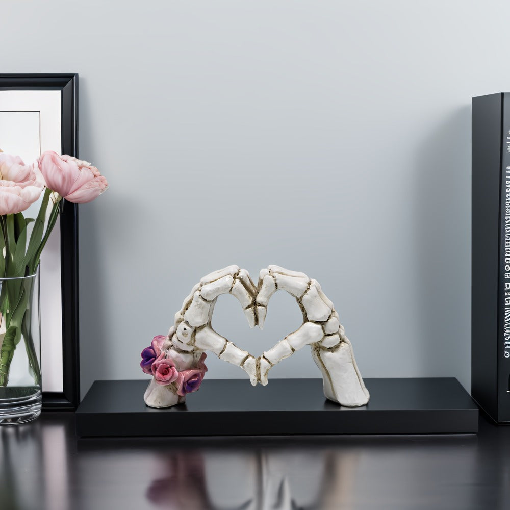 Skull Heart Hand Resin Statue - Gothic Desktop Decoration Modern Art Sculpture for Home Decor, Halloween Decor, Office & Shelf Display, Unique Gift for Art Lovers & Gothic Decor Enthusiasts