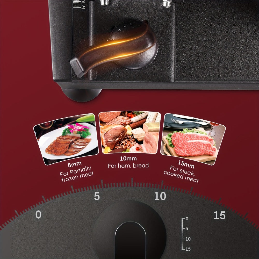 Electric Meat Slicer 200W Deli Food Slicer with Two 7.5¡± Removable Stainless Steel Blades 0-15mm Thickness Control Cut Meat Ham Bread Cheese Fruit for Home Use