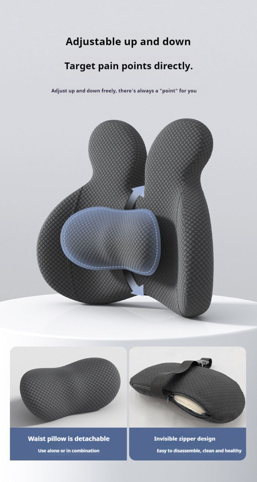 Lumbar Support Cushion & Seat Cushion Set ¨C Ergonomic Office Chair Pillow for Lower Back Pain Relief, Breathable Memory Foam Waist & Hip Support for Home, Car & Desk Chair