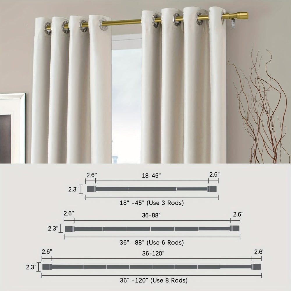 Adjustable Curtain Rods for Windows 1 Inch Diameter ¨C Modern Decorative Drapery Rod with End Finials, 18¡±-45¡± to 36¡±-120¡± | Black, Brushed Nickel & Gold Finish