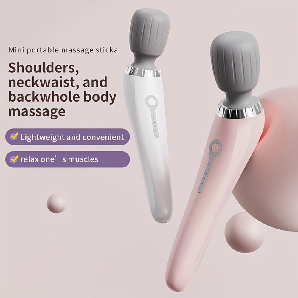 Portable Handheld Massage Stick ¨C USB Rechargeable Wand Massager with 5 Adjustable Speed Levels, Relieves Neck, Back, Leg & Waist Tension, Compact Travel Massager, Holiday Gift for Family & Friends
