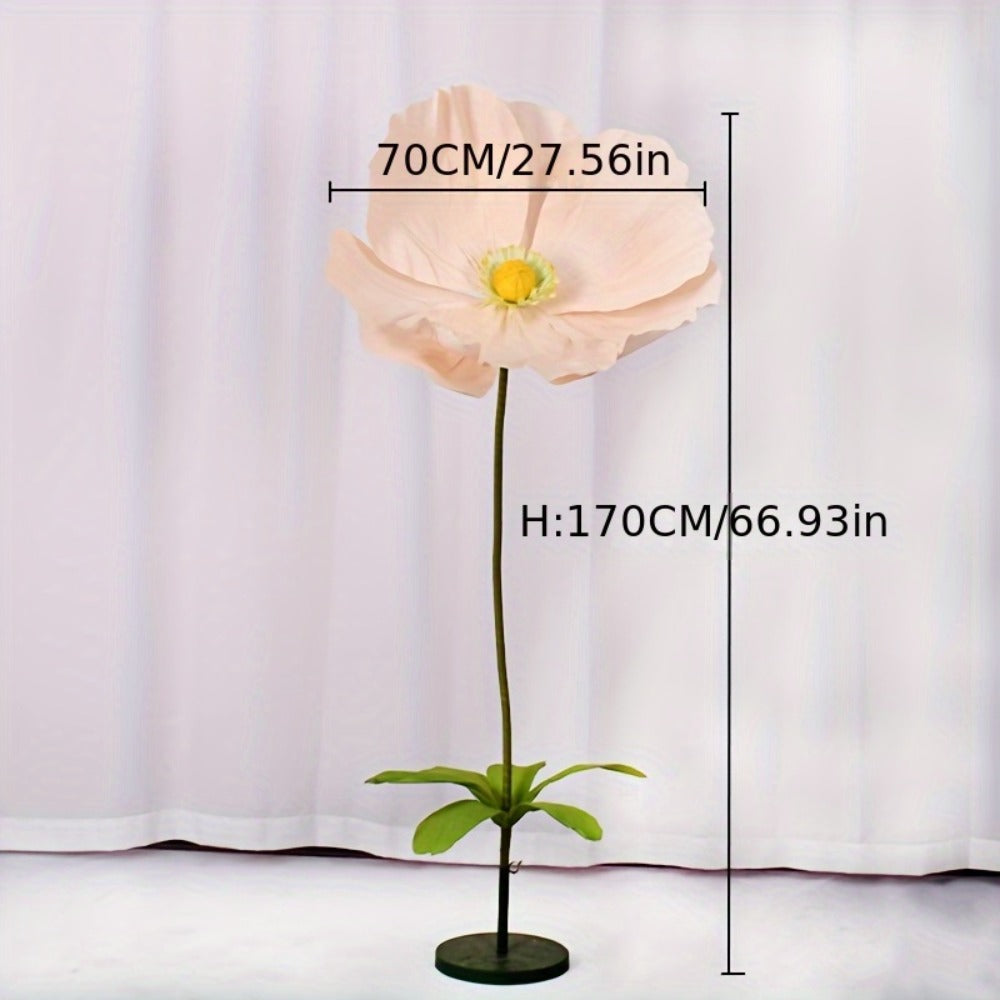 Giant Paper Poppy Artificial Flower - Super Large Floor Standing Fake Flower for Wedding Backdrop, Shop Window Display, Event & Party Decoration, Paper Art Floral Decor, Multiple Colors