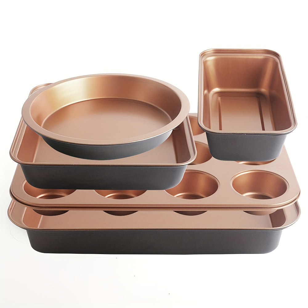 Nonstick Bakeware Set Stackable Space-Saving - Round & Square Pans, Waffle Tray, Cookie Sheet, Dishwasher Safe, Carbon Steel Baking Pan Set for Oven, 2pcs / 5pcs / 10pcs Options