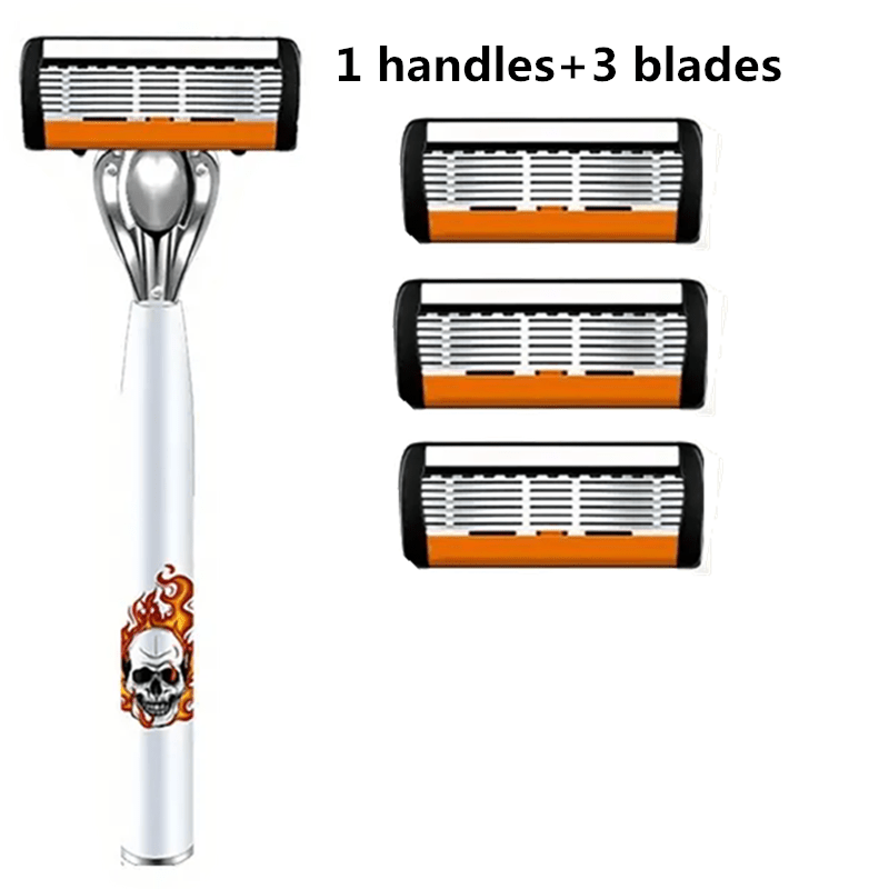 Men's Safety Razor with Replacement Blades - Anti-Slip Stainless Steel Handle Shaver for Beard & Sideburns, Classic Style Wet Shaving Razor, Multiple Blade Bundle Options