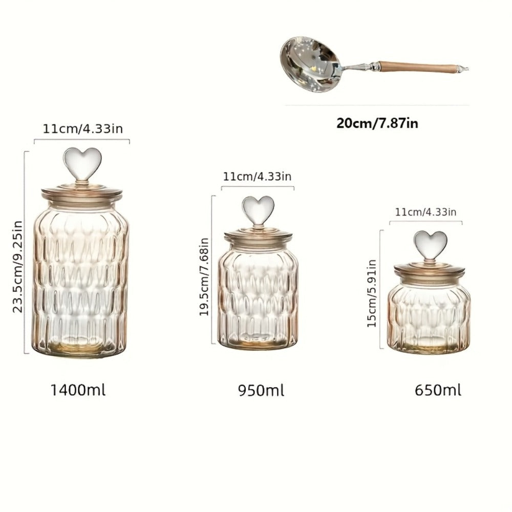 Airtight Glass Food Storage Jars with Clamp Lids 4-Set | 21.98oz & 47.34oz Clear Kitchen Canisters for Sugar, Flour, Coffee, Spices, Cereal & Grains