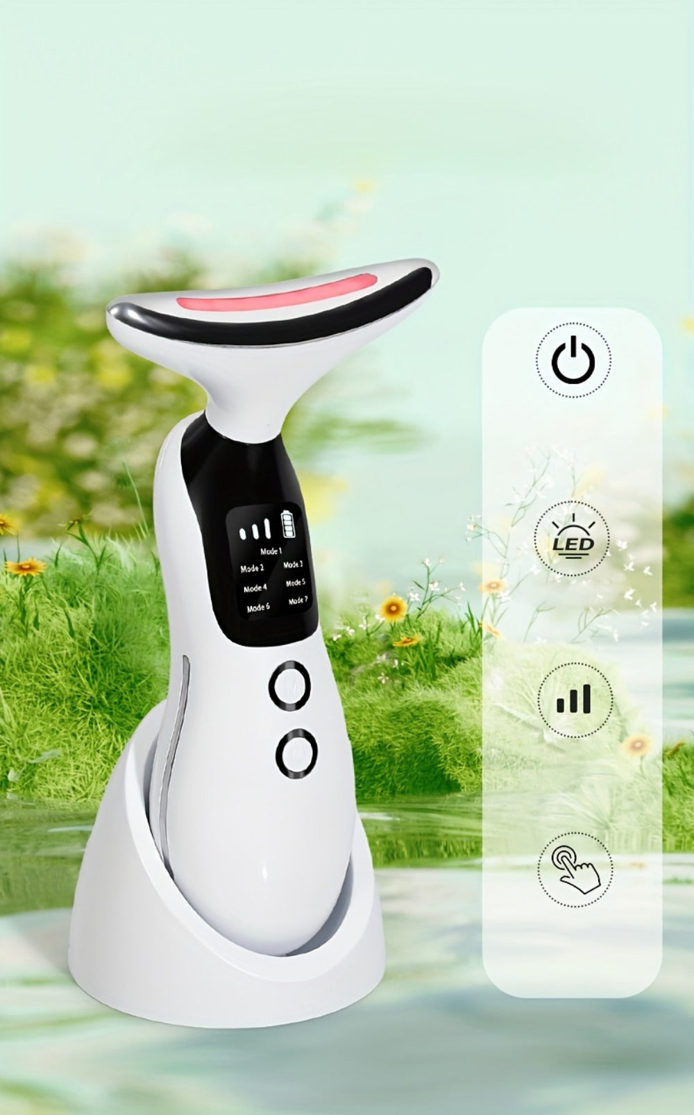 7-in-1 Neck Beauty Device with Base ¨C Multi-Functional Skincare Tool, USB Rechargeable, Anti-Aging Neck Firming & Lifting, Mother's Day Gift for Women