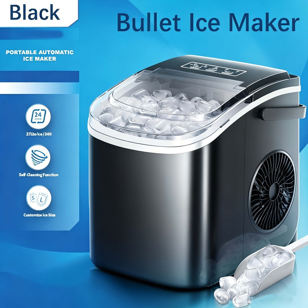 Bullet Ice Maker ¨C 26 Lbs Daily Countertop Ice Machine, Self-Cleaning, Includes Ice Scoop & Basket, Available in Green, White, Black & Grey, Perfect Holiday Gift for Home & Kitchen