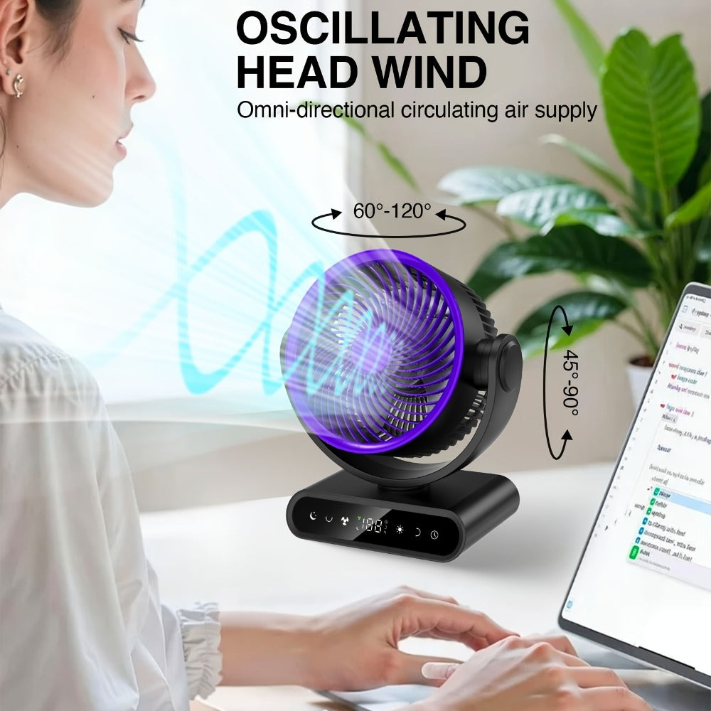 Camping Fan with LED Light Battery Powered 20000mAh 40000mAh 9-Inch 5-Speed Remote Control 90¡ã Tilt 120¡ã Oscillating Quiet Air Circulator for Outdoor Home