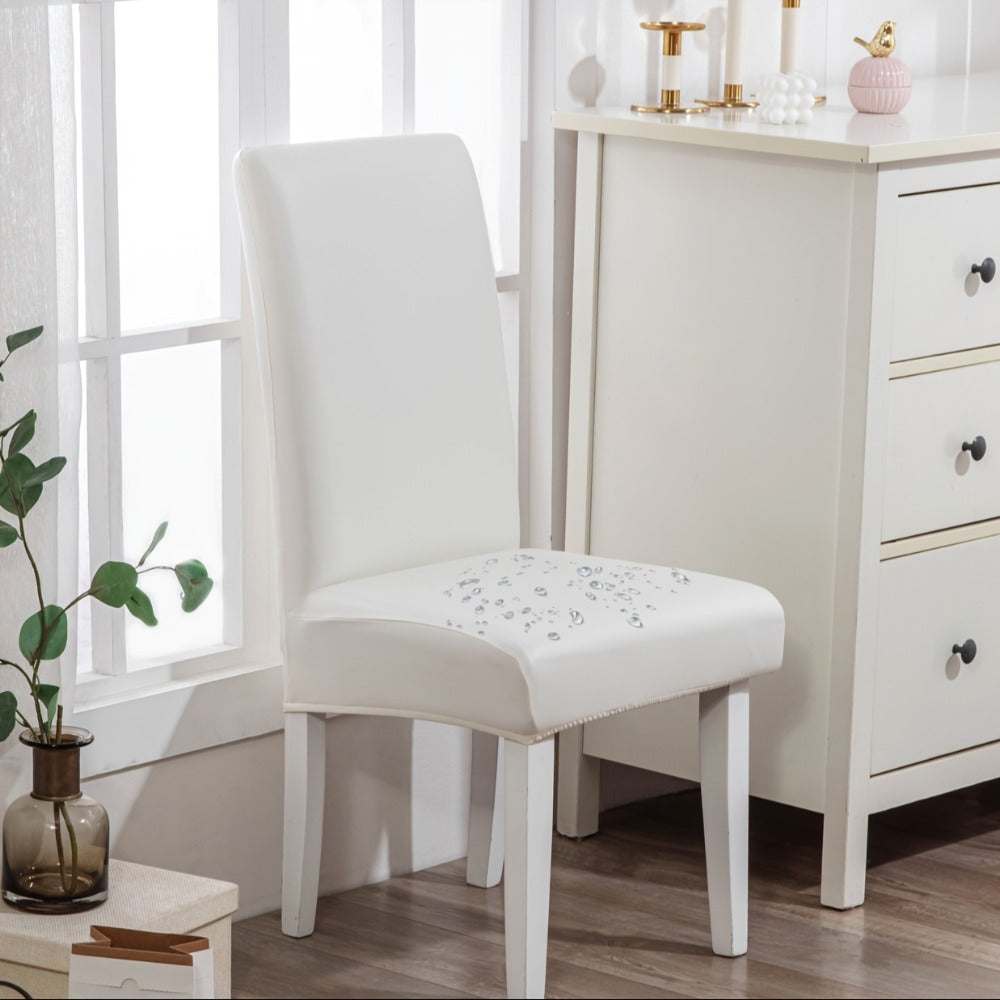 Dining Chair Covers Set of 4 6 Waterproof PU Leather Stretch Slipcover Oil Proof Universal Fit Chair Protector for Dining Room Kitchen Hotel Home Decor - 9 Colors