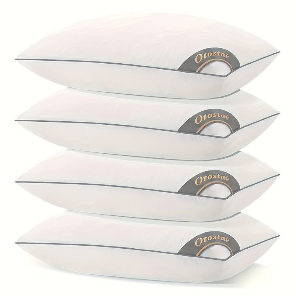 Hotel Quality Sleep Pillows Firm Support Cool-to-Touch Fiber Fill 2/4 Pack - Back Stomach Side Sleeper Pillow Set Soft Breathable Bed Pillows Standard Queen King Size
