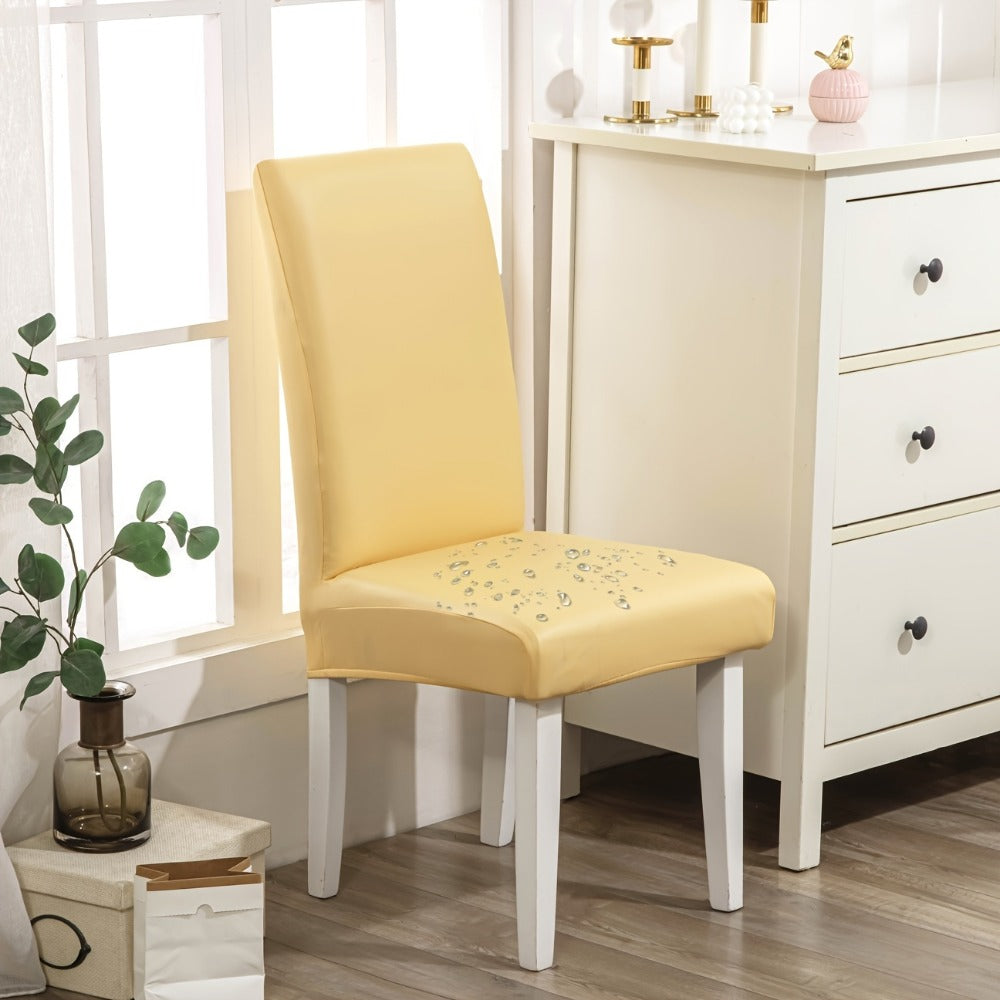 Dining Chair Covers Set of 4 6 Waterproof PU Leather Stretch Slipcover Oil Proof Universal Fit Chair Protector for Dining Room Kitchen Hotel Home Decor - 9 Colors