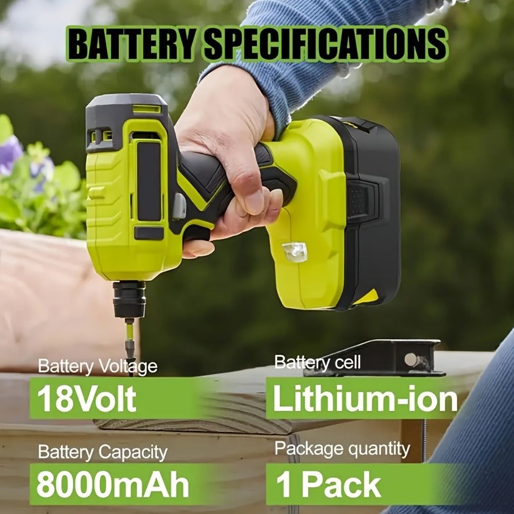 Ryobi 18V Replacement Battery 8.0Ah 2 Pack Li-ion Compatible with P102 P103 P105 P107 P108 P109 P197 Ryobi ONE+ Cordless Power Tools BPL-1815 BPL-1820G