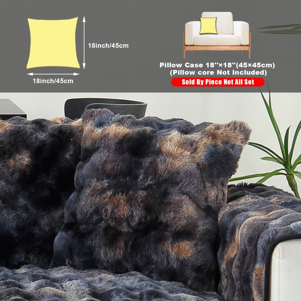 Plush Sofa Cover Faux Lamb Thick Fluffy Couch Slipcover Pet Friendly Machine Washable Gradient Color Polyester Furniture Protector for Armchair Single Double Triple Sofa Living Room Home Decor