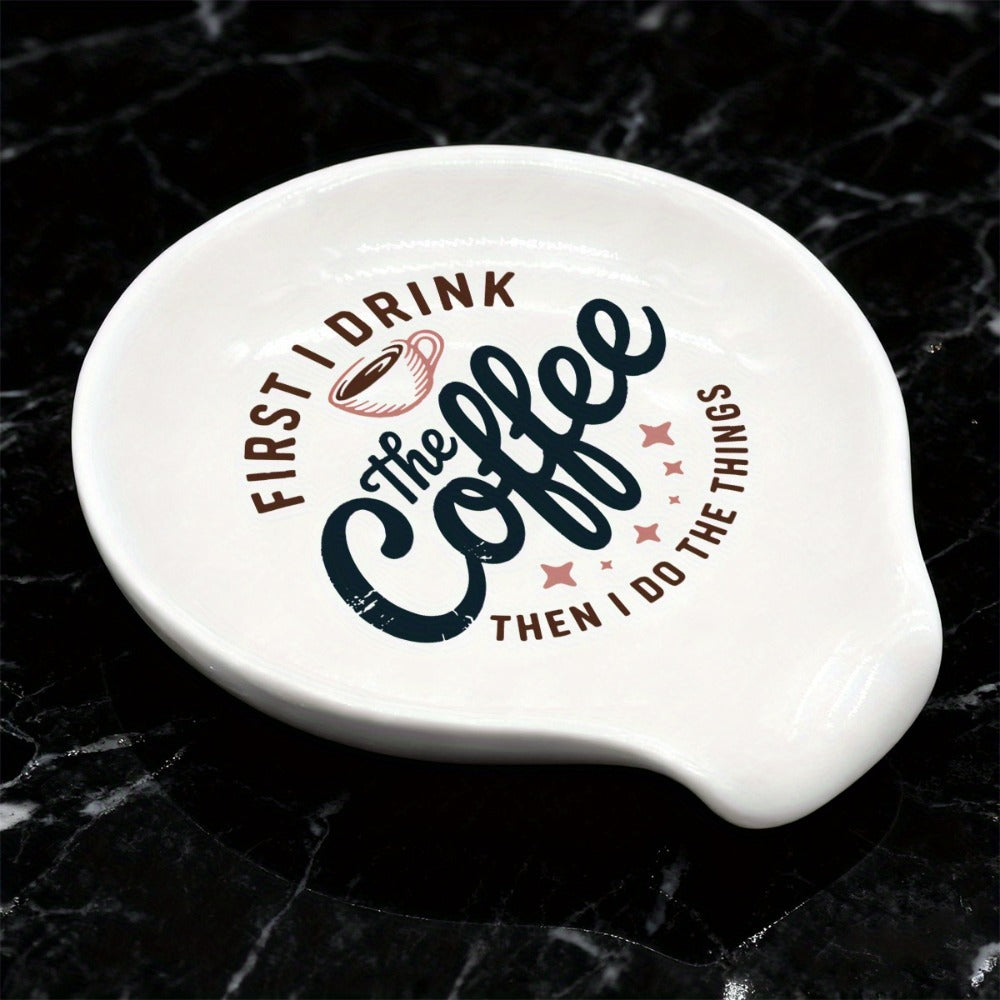 Ceramic Spoon Rest Funny Coffee Quote ¨C ¡±A Cup of No Return¡± Ceramic Utensil Holder for Coffee & Tea Spoons, Cute Spoon Holder for Kitchen Counter, Cafe Decor, Perfect Coffee Lover Gift