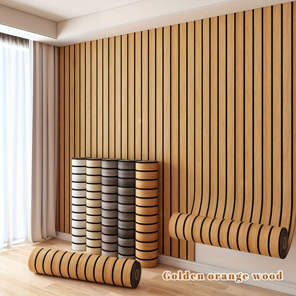 3D Wood Grain Wall Panels Self-Adhesive Peel and Stick Soundproof Grid Board Thick Matte Finish Wallpaper for Walls Ceilings Curved Surfaces Home Decor Easy Install