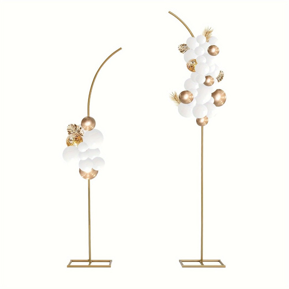 Balloon Arch Stand Kit Metal Wedding Arch Frame 6ft & 8ft Backdrop Stand Set of 2 Golden Curved Top for Birthday Party Bridal Shower Anniversary Ceremony Floral Decoration