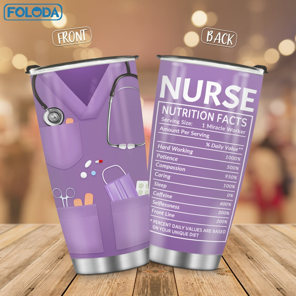 Nurse Tumbler 20oz Stainless Steel Double Wall Vacuum Insulated Travel Mug with Lid Leak-Proof Oval Water Bottle Funny Nurse Design Gift for Nurses Doctors Healthcare Workers Christmas Valentine Appreciation