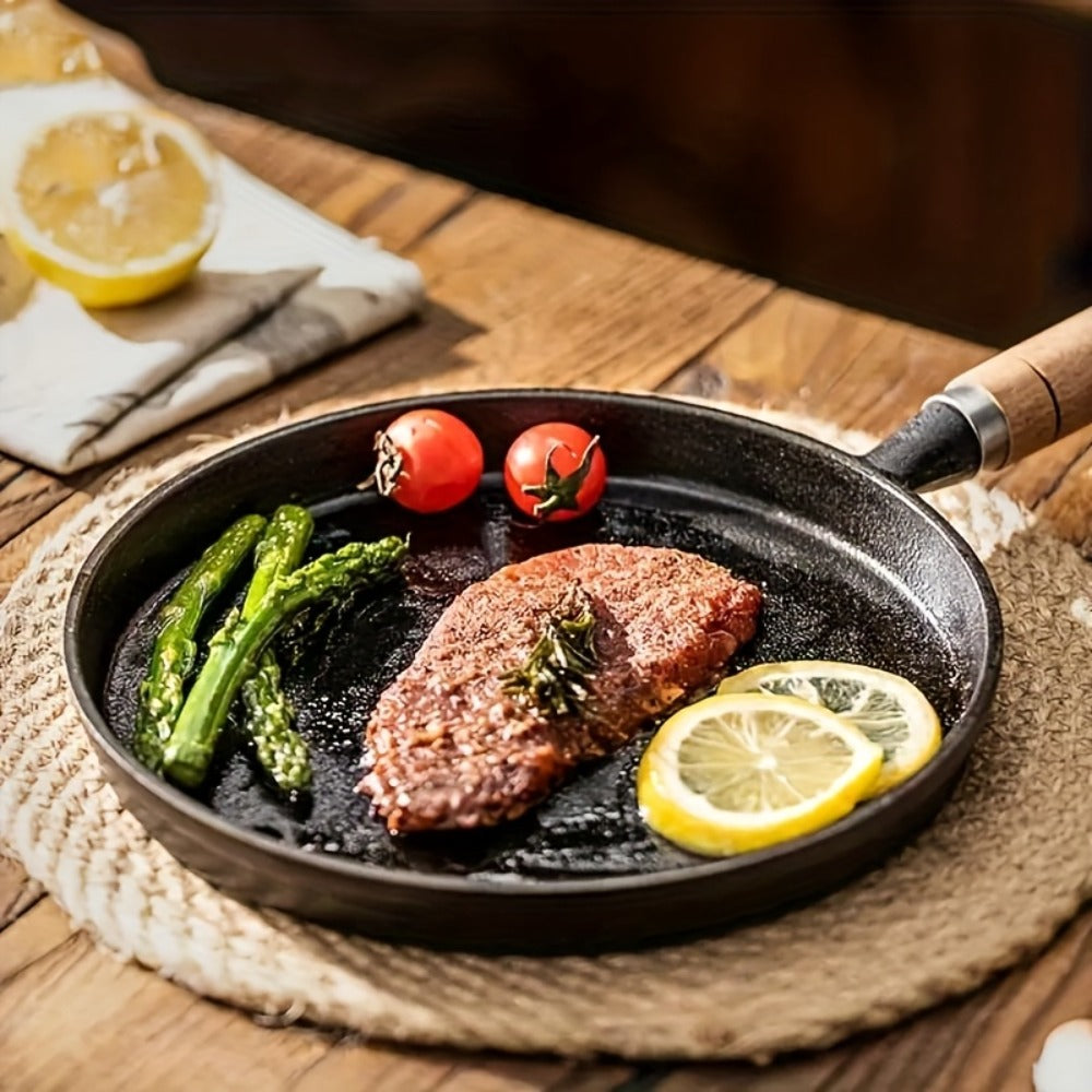 Cast Iron Skillet Non-stick Flat Pan 8.27/9.45/10.63 Inch for Pancakes Eggs & Crepes ¨C Induction Gas Campfire Compatible Breakfast Griddle Pan for Indoor Outdoor Cooking