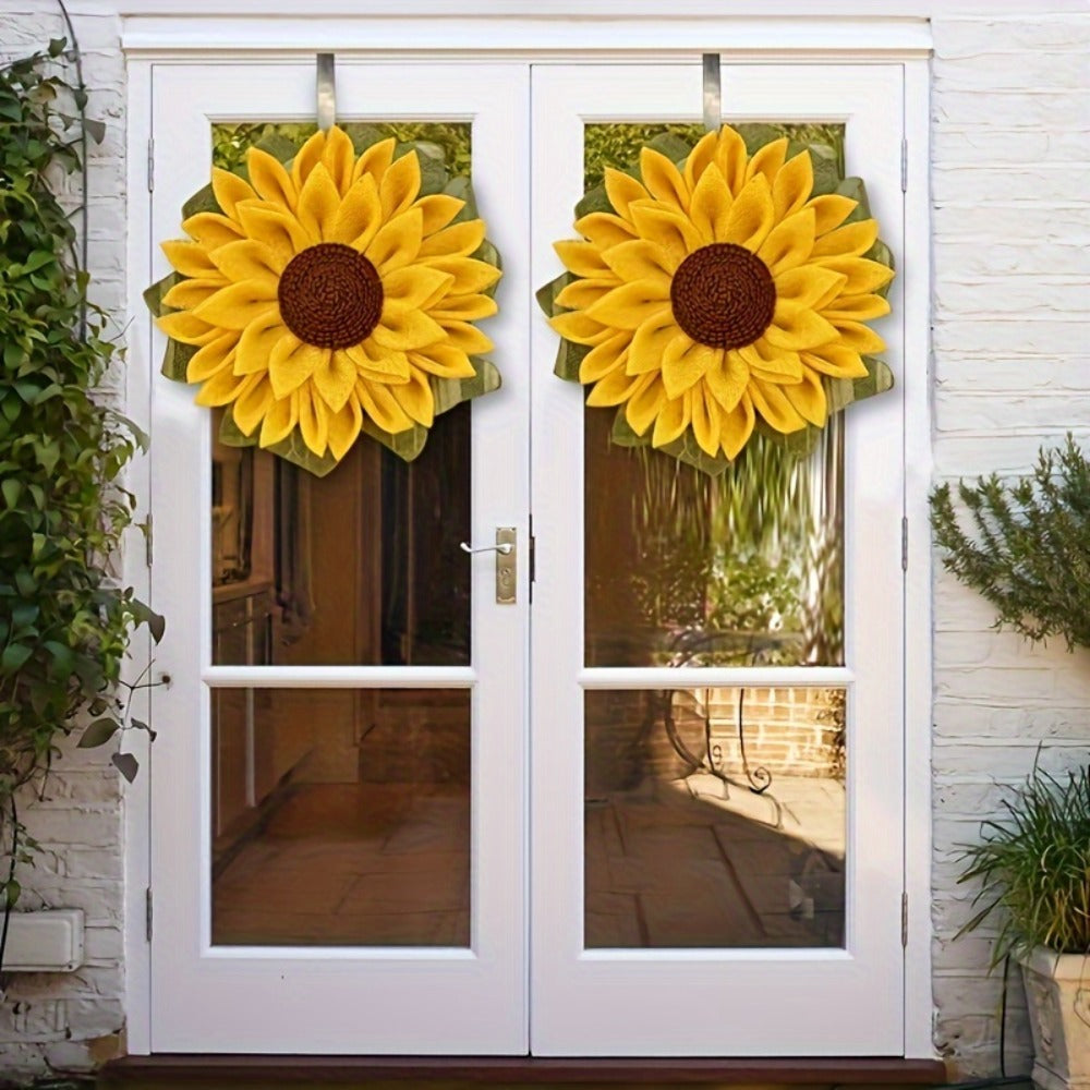 Sunflower Wreath for Front Door - Artificial Floral Wall Hanging Decor for Indoor Outdoor Home Office, Wedding Festival Thanksgiving Farmhouse Decoration, Year-Round Seasonal Display