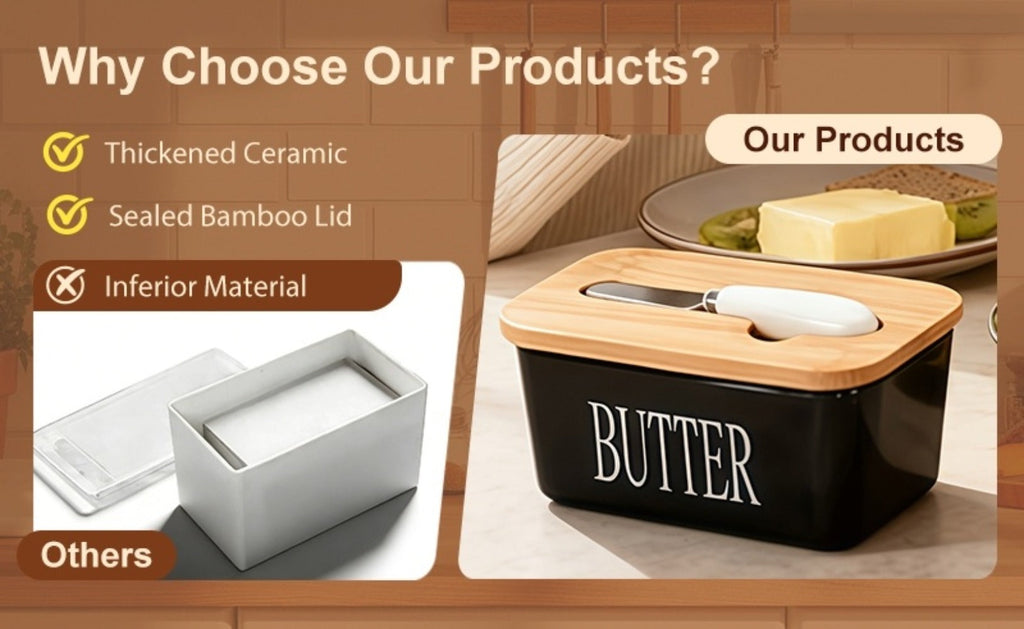 Ceramic Butter Dish with Lid and Knife ¨C Large Countertop Butter Keeper, Airtight Seal, Easy-Clean Design, Multiple Colors ¨C Kitchen Gift for Butter Lovers