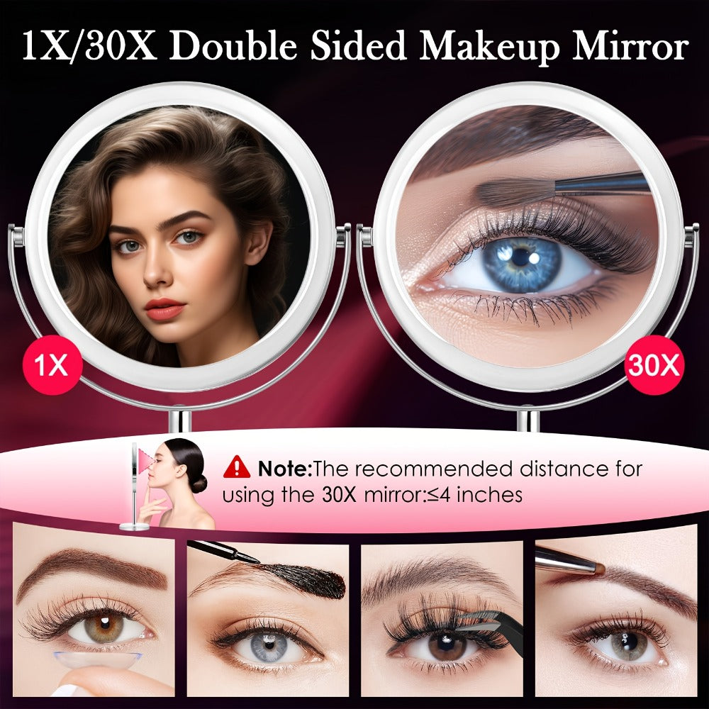 1X/30X Magnifying Makeup Mirror with Stand ¨C Double Sided 360¡ã Rotation Vanity Mirror for Travel & Home