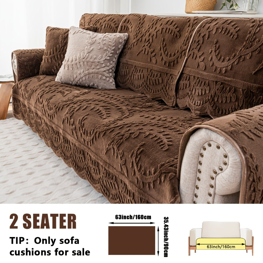 Faux Rabbit Fur Sofa Cover Thickened Quilted Plush Warm Non-Slip Machine Washable Pet Friendly Breathable Sofa Cushion for Living Room Bedroom Office - 2 3 Seater Large