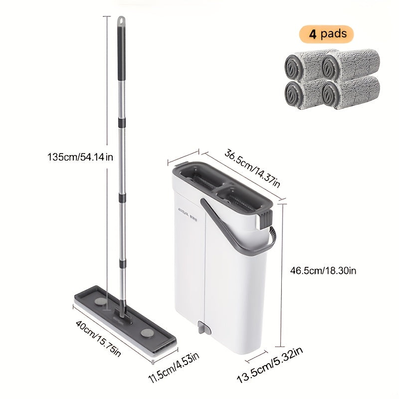 Spin Mop and Bucket Set with Wringer 360¡ã Flat Mop Washable Microfiber Pads Long Handle for Hardwood Tile Laminate Floors Walls Windows Home Kitchen Bathroom