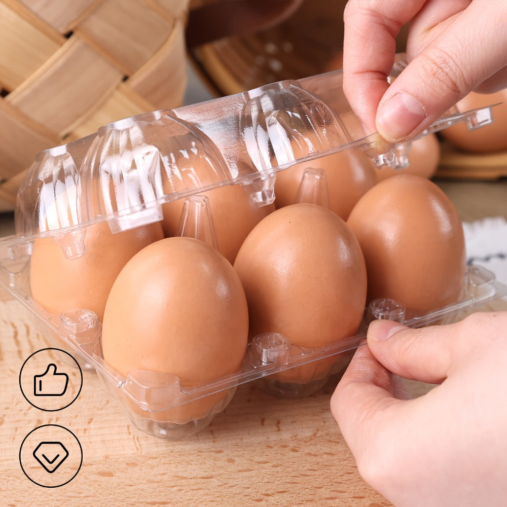 Plastic Egg Cartons, 60 Pack Clear 6-Cavity Reusable Egg Holders with 4 Label Stickers ¨C Bulk Egg Carton Set for Home, Ranch, Chicken Farm, Market Display, Kitchen Storage and Refrigerator