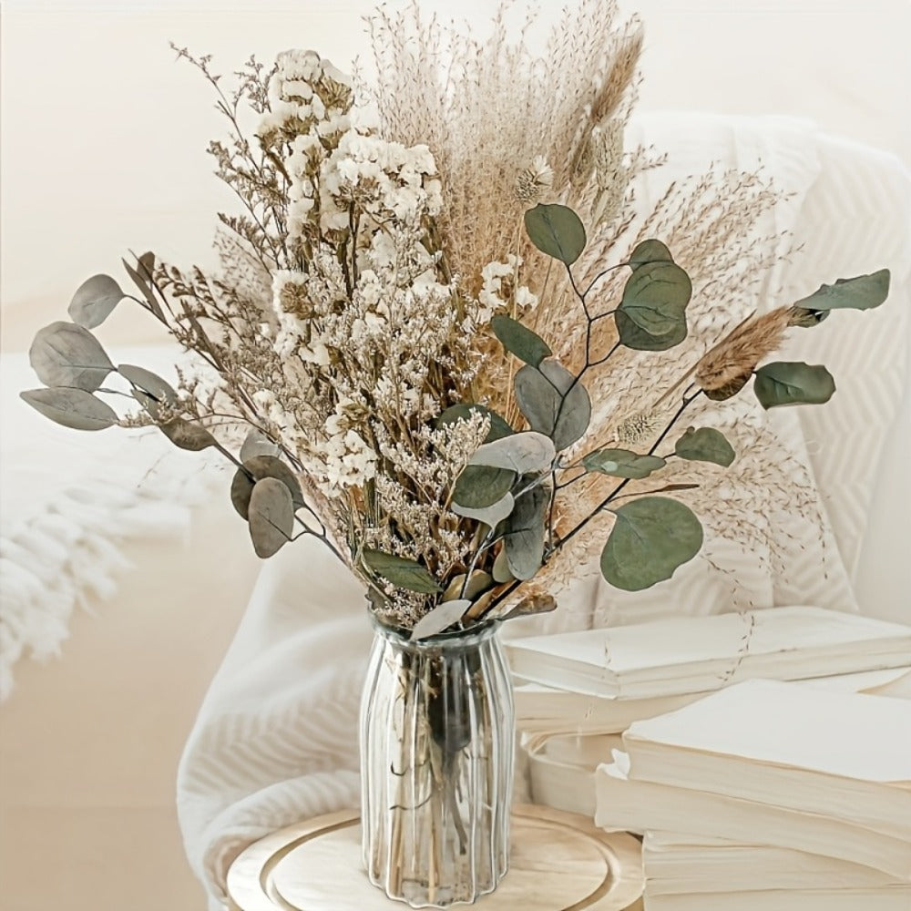 Pampas Grass Decor Set 42pcs Boho Dried Flowers for Vase, Bohemian Home Decor, Wedding Bouquet, Bathroom & Living Room Arrangement, Natural Dried Greenery with Olive Branches, Rustic Farmhouse Style
