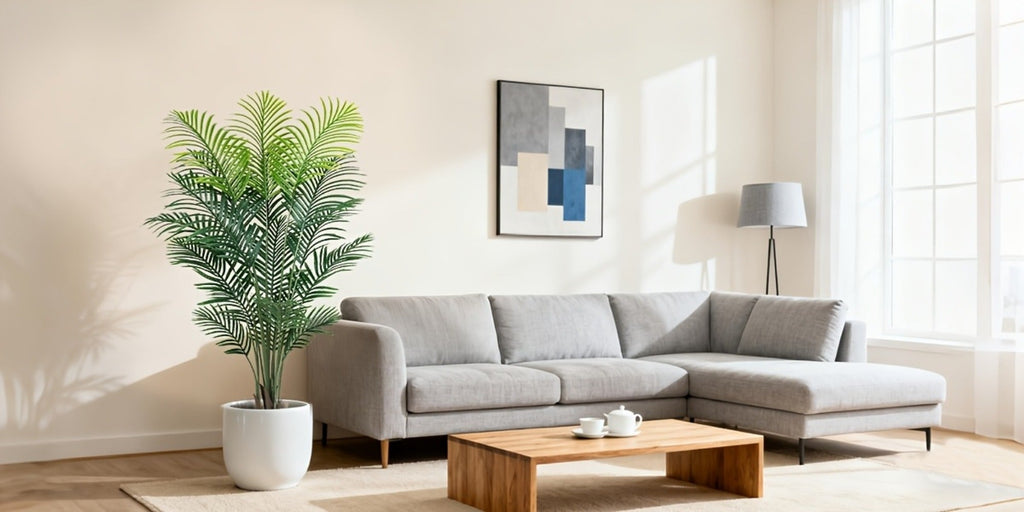 Artificial Palm Tree Fake Indoor Plant ¨C 4/5/6FT Faux Tropical Areca Palm with Realistic Leaves, Planter Options, for Living Room Bedroom Office Patio Home Decor