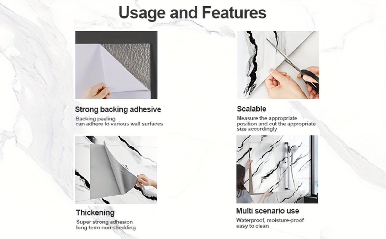 Peel and Stick Wall Panels Marble Pattern Self-Adhesive PVC Wall Tiles Waterproof Backsplash Stickers for Kitchen Bathroom Living Room Home Decor 20/40Pcs