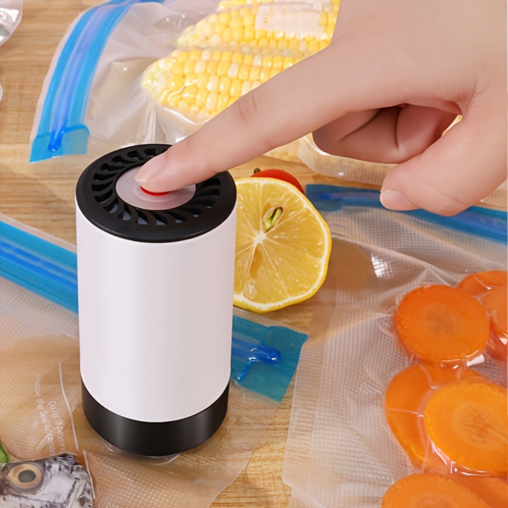 Cordless Vacuum Pump with Multiple Accessories ¨C Portable Food Vacuum Sealer & Dehumidifier for Food Preservation, Crisper Containers, Travel Space Saving & Outdoor Storage