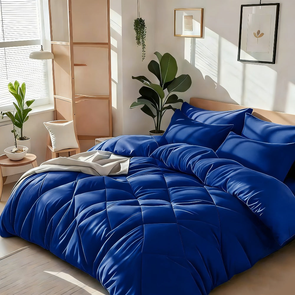 Cooling Comforter Set 2/3 Pcs ¨C Soft Fluffy Microfiber Lightweight Breathable Quilt, Rhombus Grid Solid Color Bedding for All Seasons, Twin Queen King ¨C Multiple Colors Available