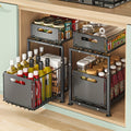 Under Sink Organizer 2-Tier Pull Out - Adjustable Height Carbon Steel Cabinet Storage Shelf for Kitchen and Bathroom, Space Saving Sliding Drawer Rack for Cleaning Supplies Pots and Toiletries, Heavy Duty Under Cabinet Organizer Available in 1 or 2 Pack