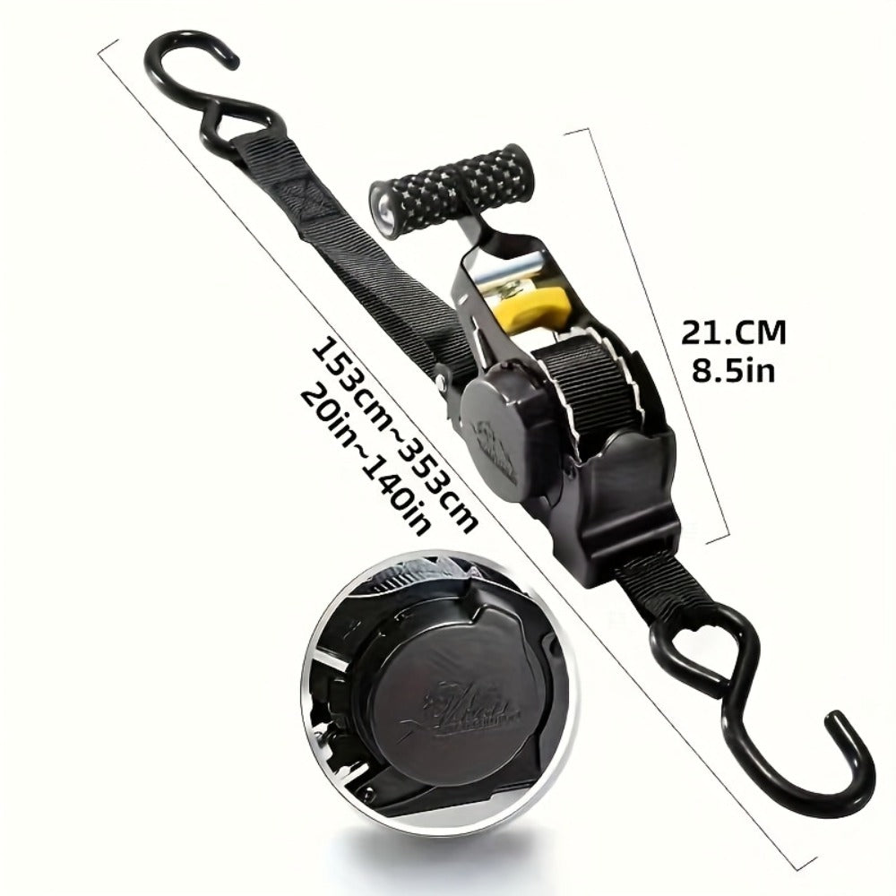 Self-Retracting Tie Down Straps 10 Feet Heavy Duty Ratchet Cargo Straps ¨C Auto Retract for Truck Trailer Motorcycle Moving & Appliances, 1pc or 2pc Pack