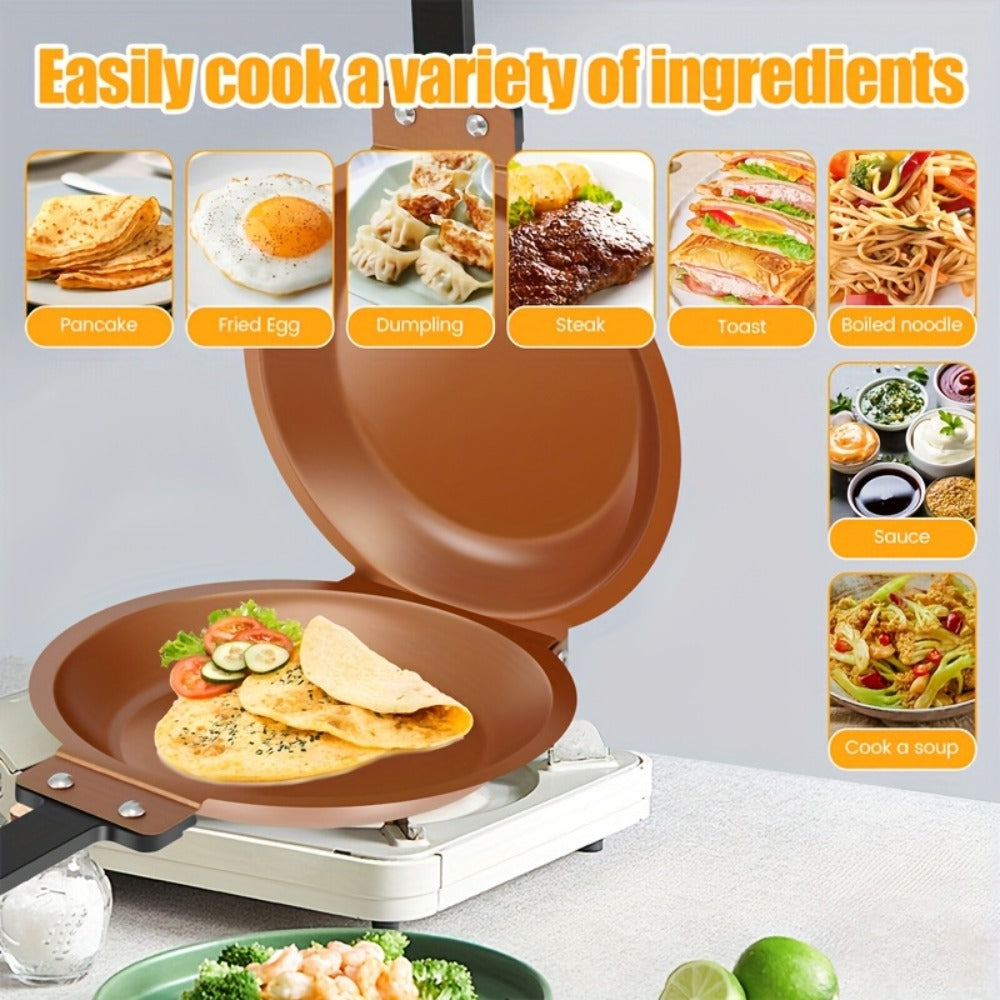 Double-Sided Non-Stick Omelette Pan ¨C Reversible Flip Skillet for Fluffy Pancakes, Omelets & Italian Omelettes | Dishwasher Safe, Indoor & Outdoor Cooking, Camping Kitchen Essentials
