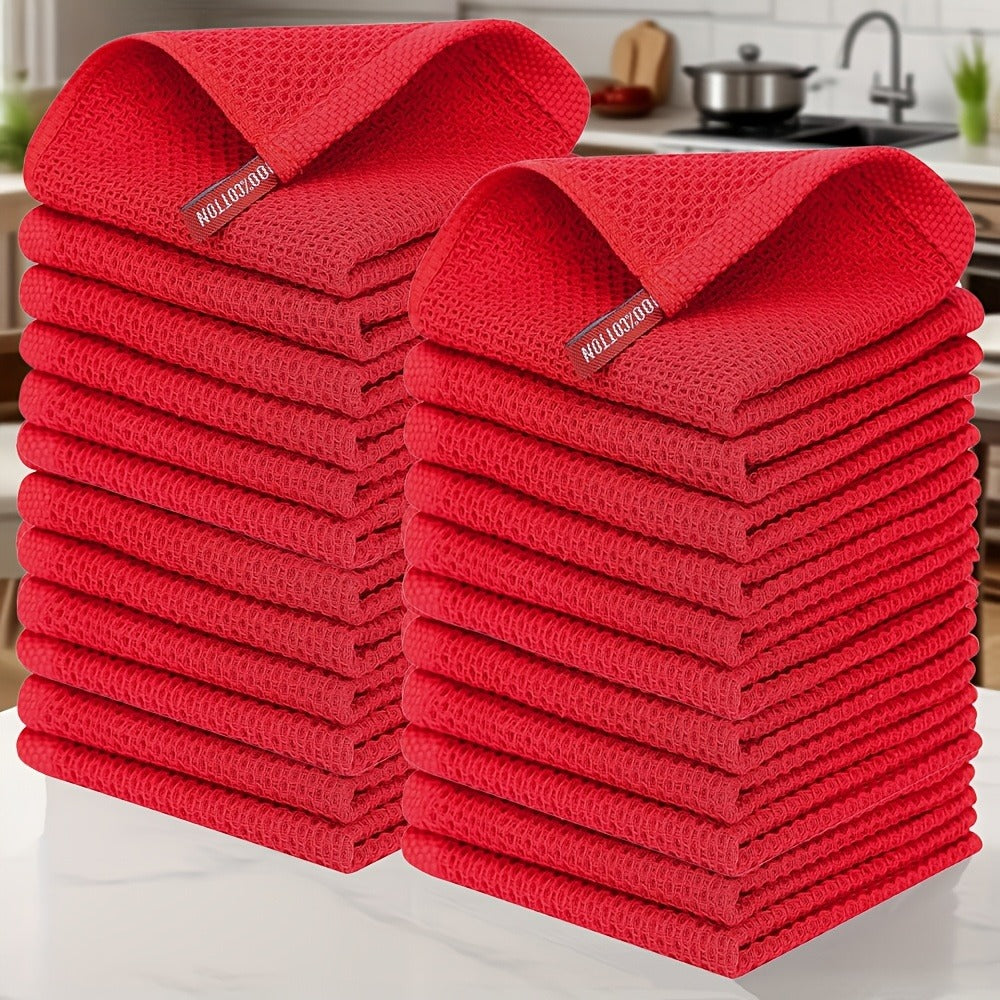 Kitchen Dish Cloths 23pcs 100% Cotton Waffle Weave Ultra Soft Absorbent Quick Dry Dish Towels 12x12 Inch for Cooking Cleaning Wiping Hands Kitchen Decor Gift