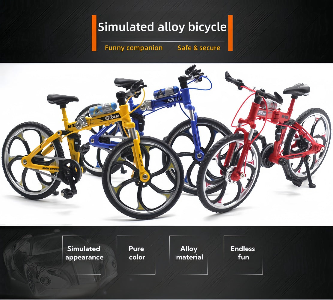 Diecast Mountain Bike Model 1:8 Scale Alloy Foldable Miniature Bicycle Figurine for Home Office Desk Decor, Collector Gift, Christmas Birthday Present, 3 Colors Available