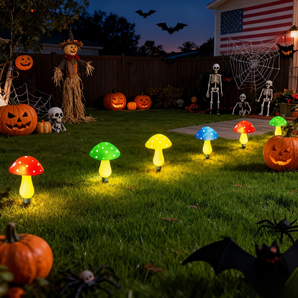 Solar Mushroom Lights Outdoor 8 Pack ¨C 8 Lighting Modes, Color Changing Garden Stake Lights for Yard, Pathway, Halloween & Holiday Decor ¨C Solar Powered Waterproof Mushroom Garden Lights