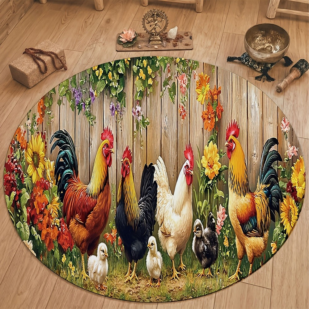 Rooster Kitchen Rugs Set 1/2/3/4pcs Vintage Farmhouse Anti-Slip Floor Mats for Kitchen Bedroom Bathroom Living Room Laundry Room Entrance